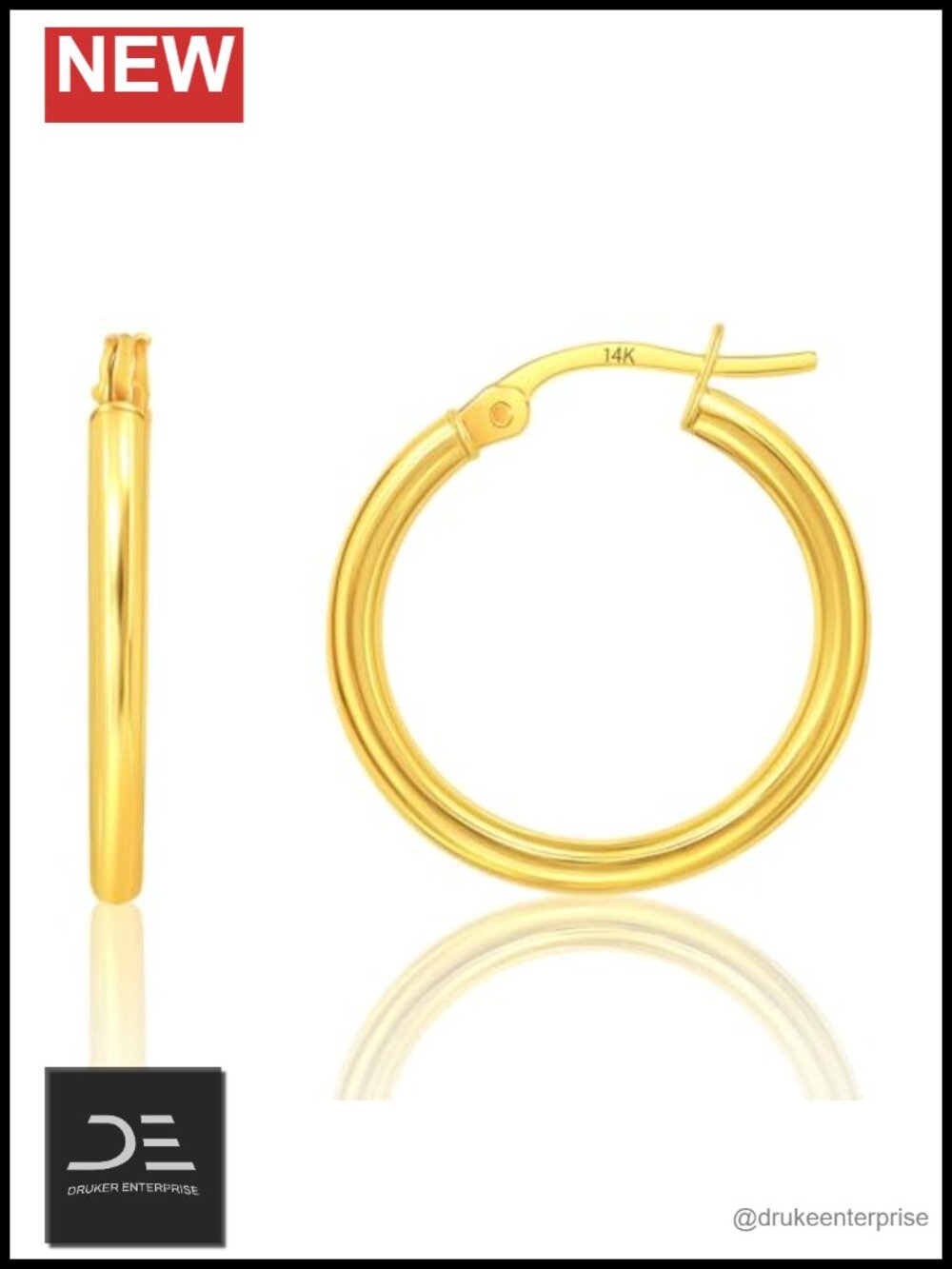 14k Solid Gold Hoop Earrings for Women Hypoallergenic Secure Click Tops
